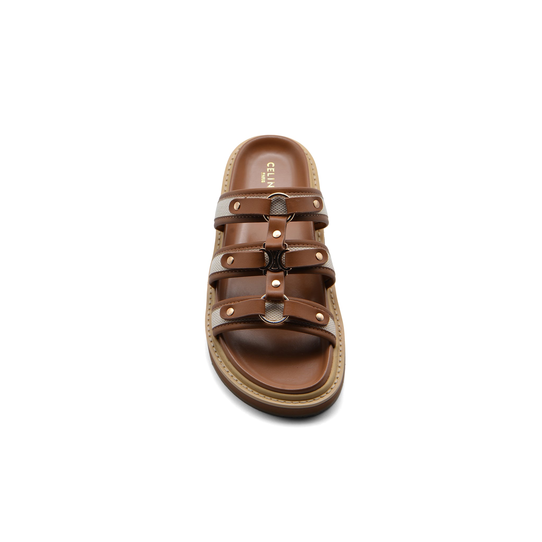 Celine Tippi Leather Leather Sandal Woman H001 Brown