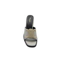 Celine Emblem Block Heel Leather Mule In Woman A2156 Beige