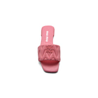 Miu Miu Leather Slides Sandals Summer Classic Leisure Flip Flops Slippers Women 3508 Pink