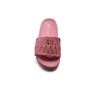Miu Miu Designer Slides Nappa Leather Beach Slipper Woman 20343 Fuchsia