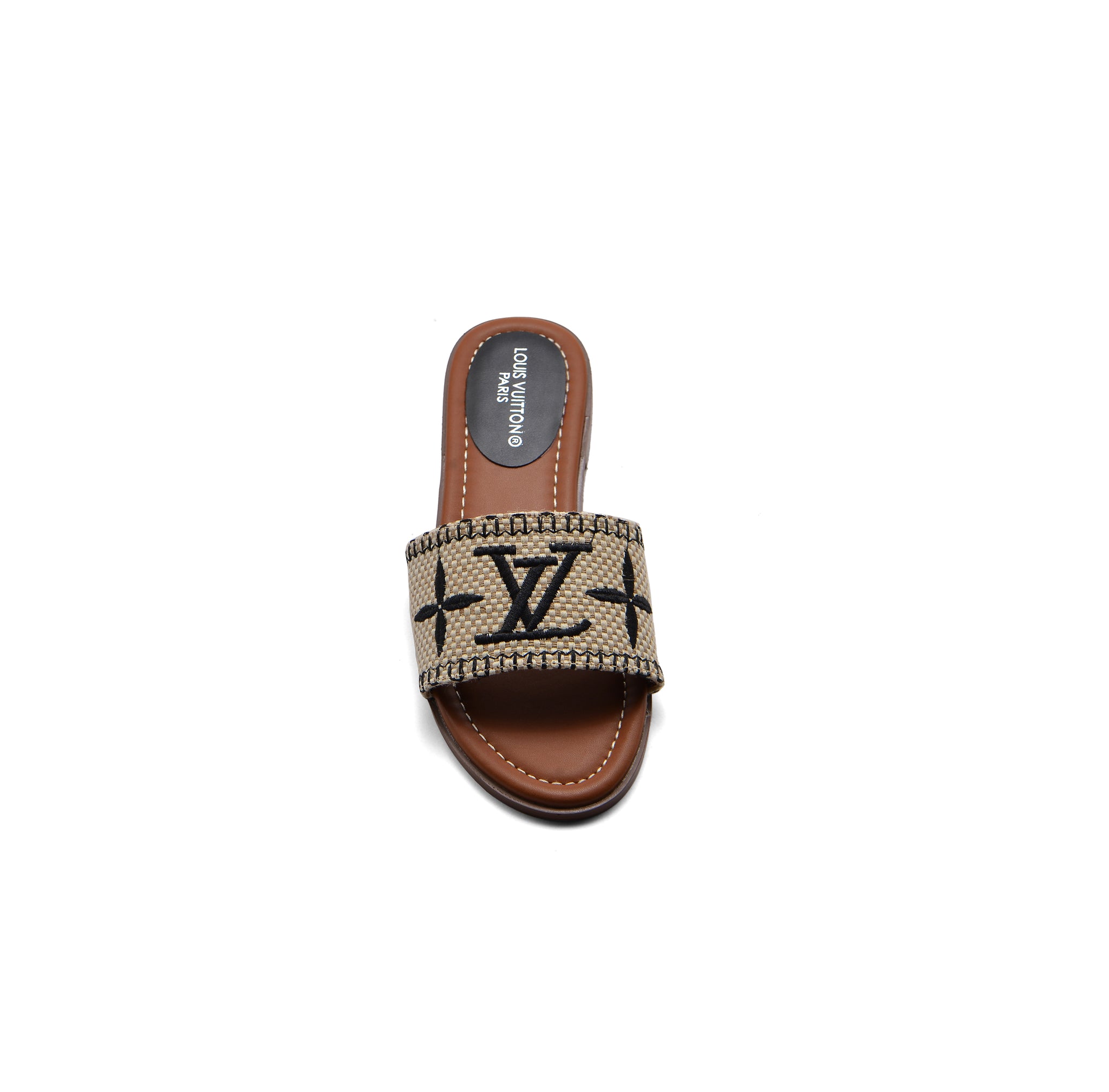 Louis Vuitton Lock It Flat Mule Monogram Sandals Woman L-118 Black