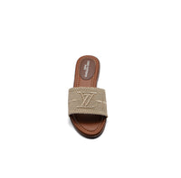 Louis Vuitton Lock It Flat Mule Monogram Sandals Woman L-118 Beige
