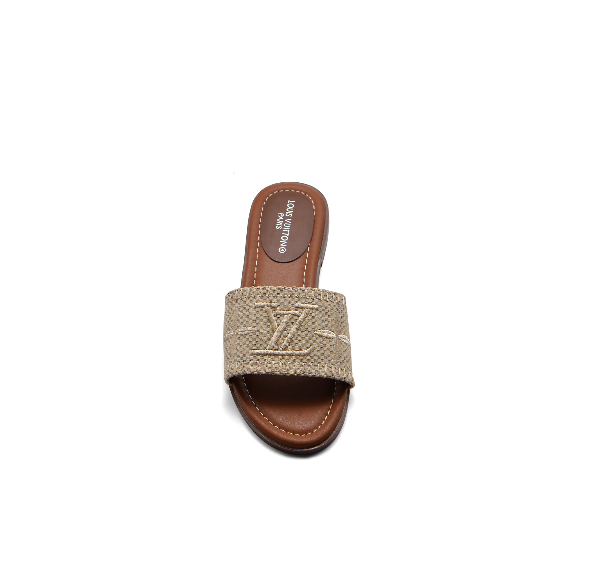 Louis Vuitton Lock It Flat Mule Monogram Sandals Woman L-118 Beige