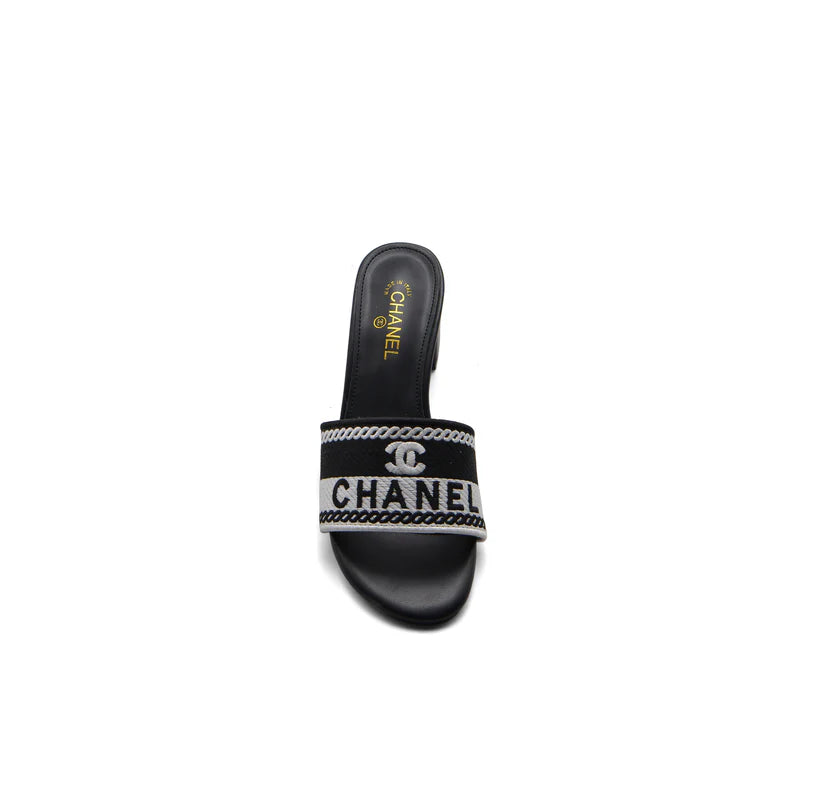 Chanel SS 2001 Embroidered Logo Mule VSP Woman 2127-1 Black