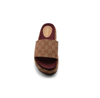Gucci New Denim GG Monogram Angelina Platform Slide Woman 2020 Maroon