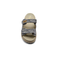 Christian Dior Textured with Gold Accents Oblique Raffia Chambray Jacquard Dioract Sandals Woman 16888-2 Gray