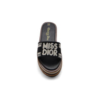 Christian Dior Dway Canvas Platform Raffia Chambray Jacquard Dioract Sandals Woman 2393 Black