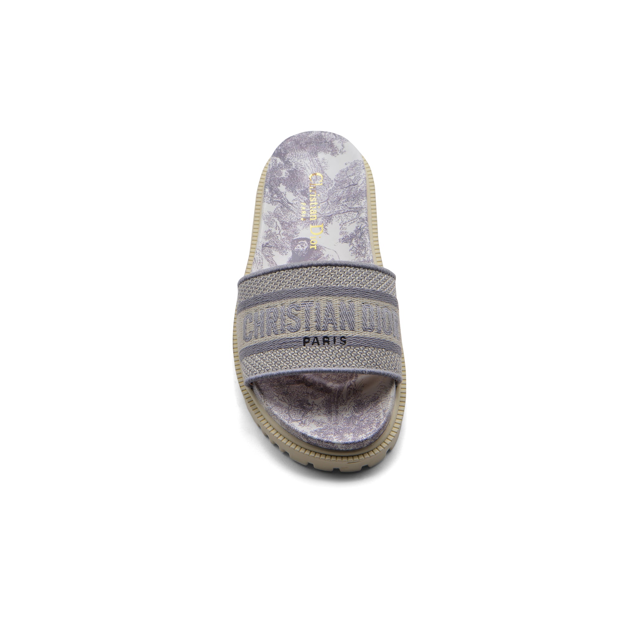 Christian Dior floral print Canvas Slide Sandals Woman DR-886 Gray