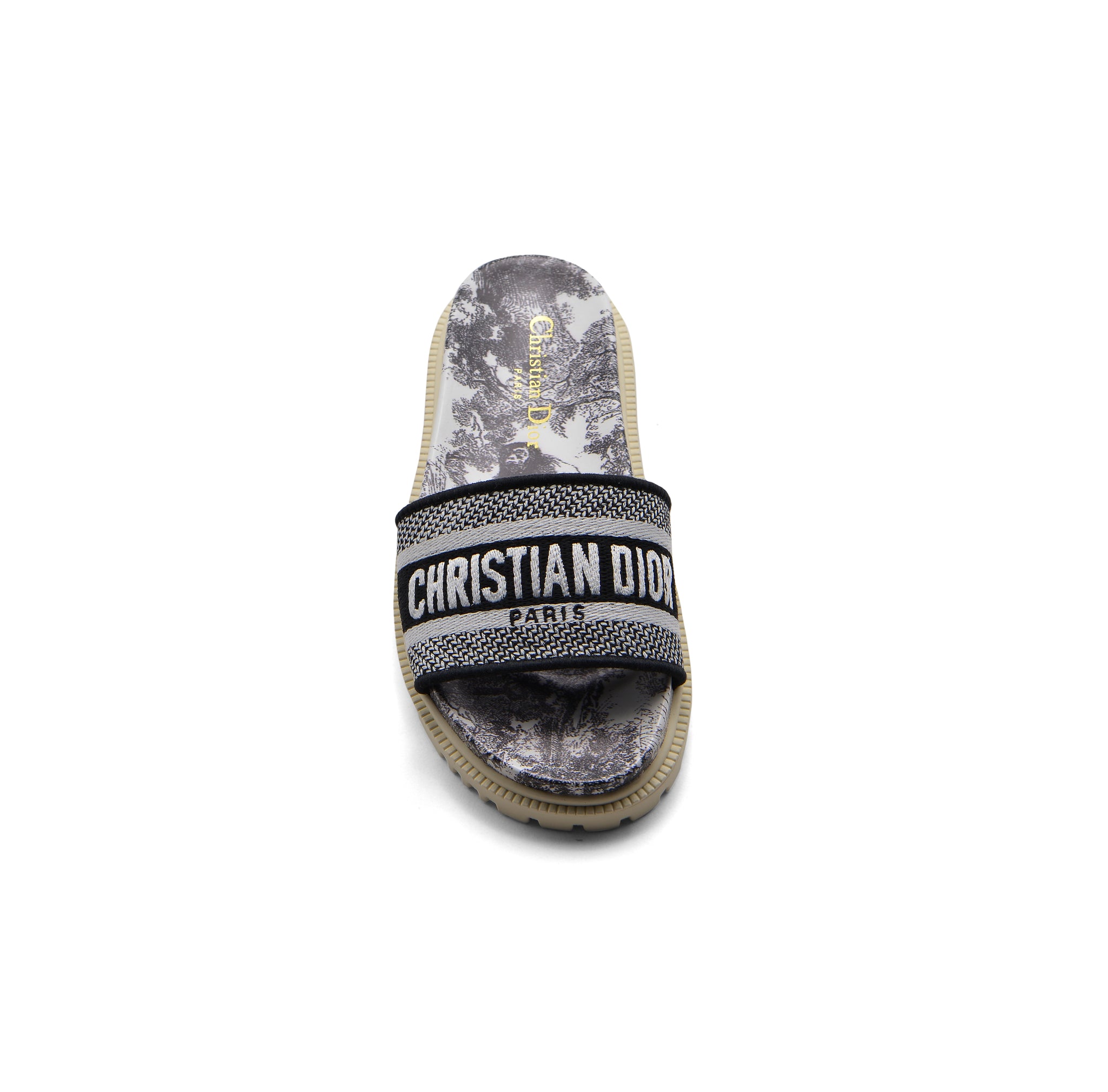 Christian Dior floral print Canvas Slide Sandals Woman DR-886 Black&White