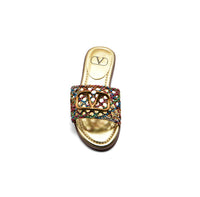 Valentino Garavani Vlogo Signature Slides Nero Flats 3115 Gold