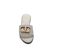 Valentino Garavani Vlogo Signature Slides Nero Flats 3115 White