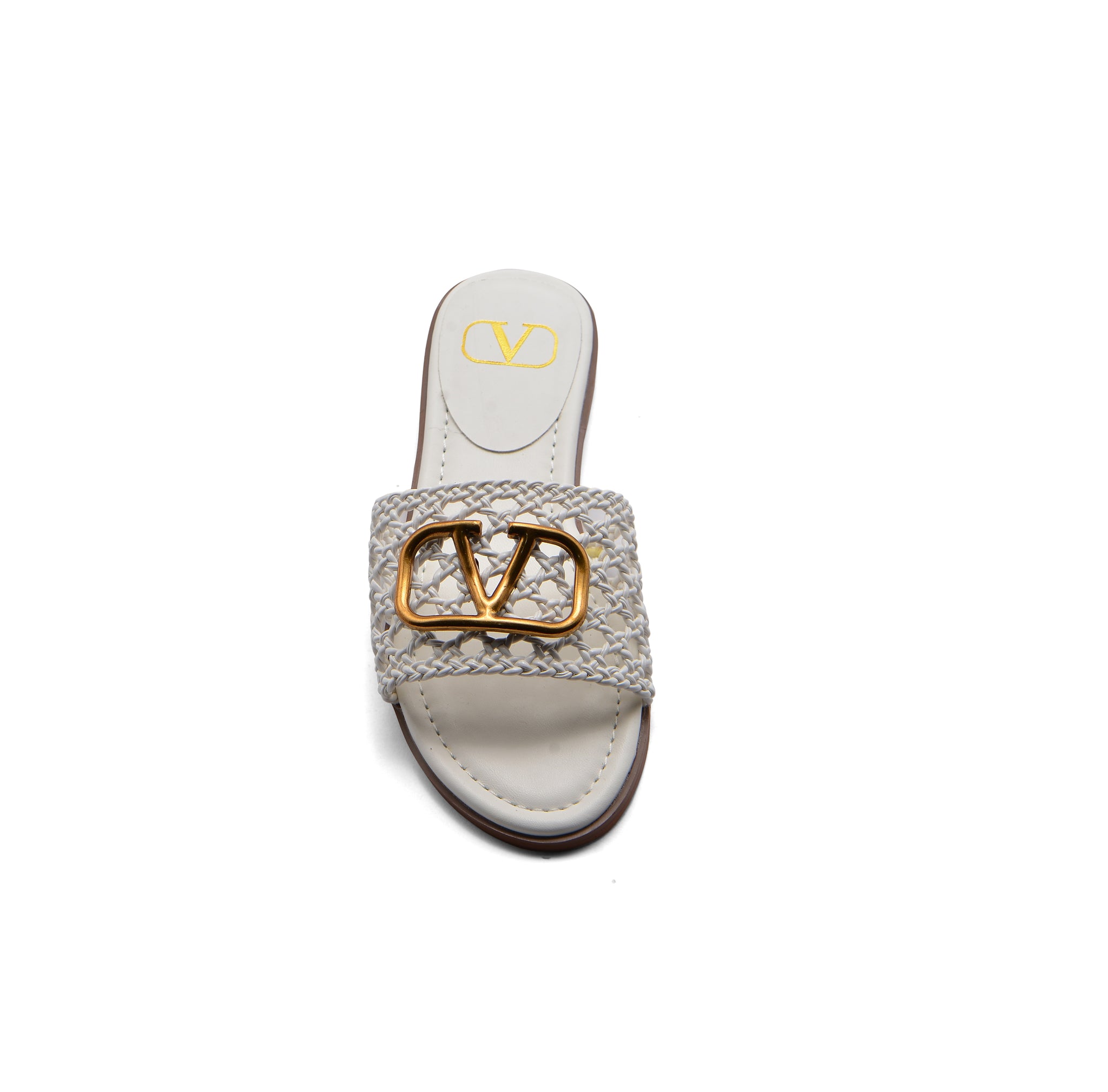 Valentino Garavani Vlogo Signature Slides Nero Flats 3115 White