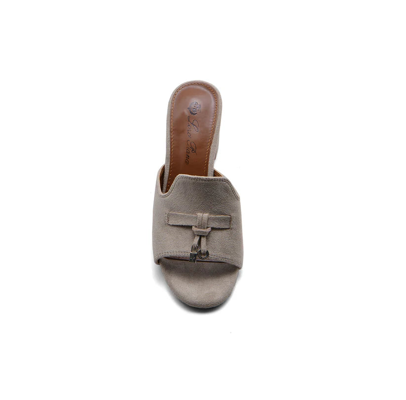 Loro Piana Suede Summer Charms Slide Sandals Woman VR-8 Beige