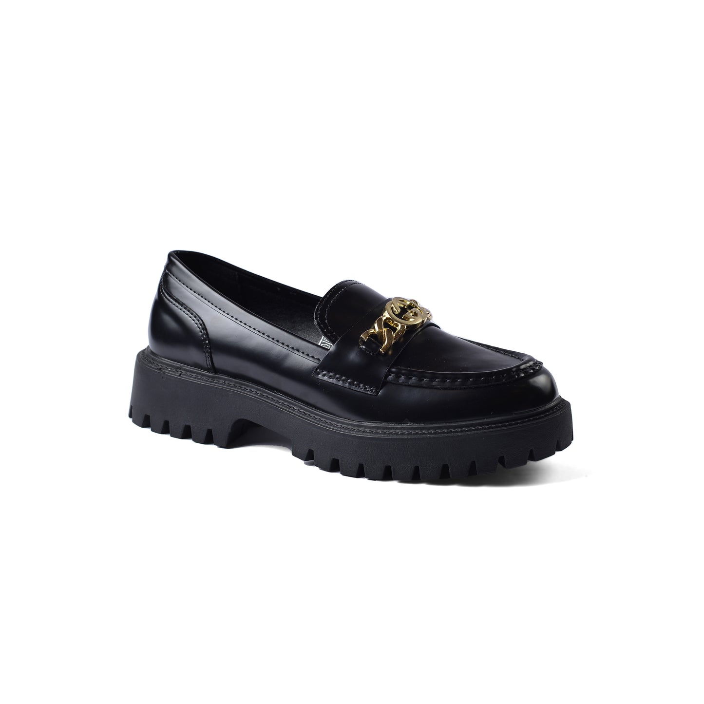 Gucci Monolith Leather Loafers High Heels Woman TN-179 Black