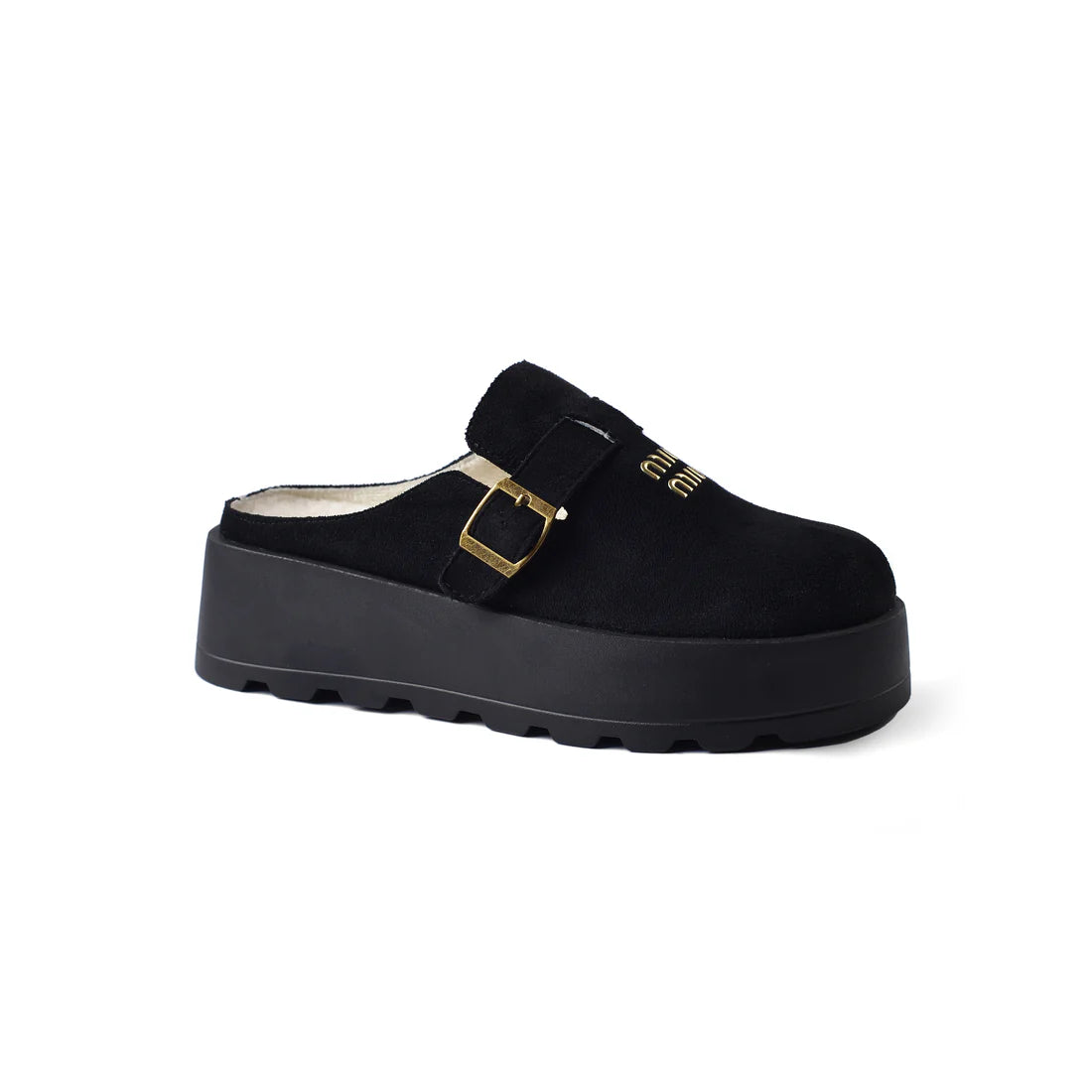 Miu Miu Open Back Loafer Suede Slipper Luxury Woman MA-923 Black