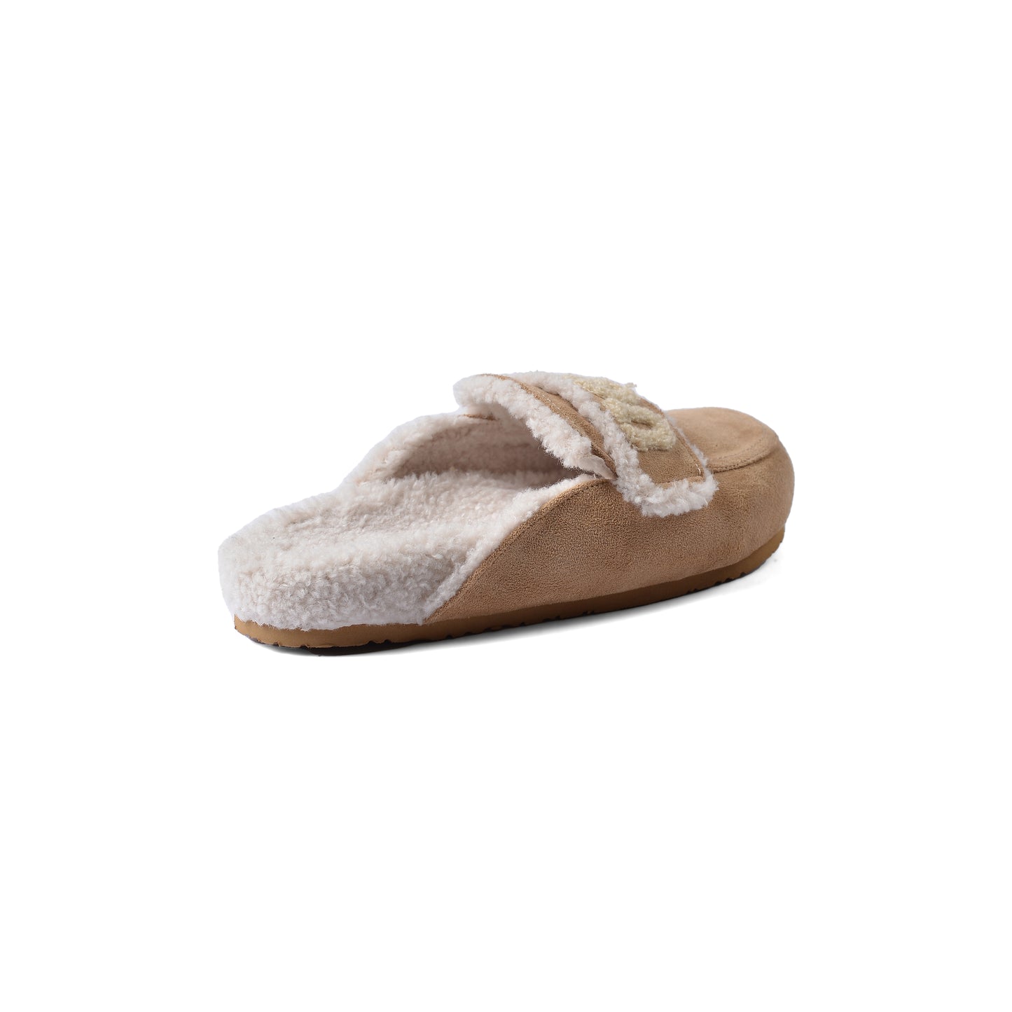 UGG Flat Open Back Loafer Slipper Luxury Woman VK-113 Beige