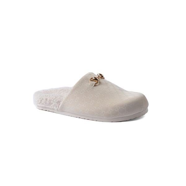 Gucci Flat Open Back Loafer Slipper Luxury Woman VK-111 Beige