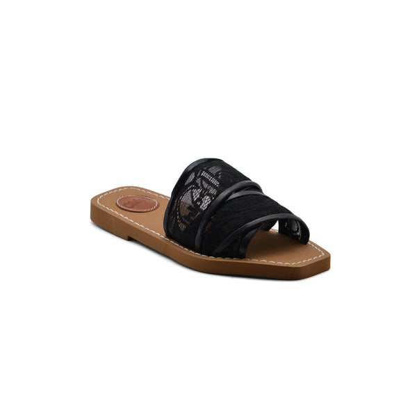 Chloé Woody Flat Mule Sandals in Lace For Woman CH-15 Black