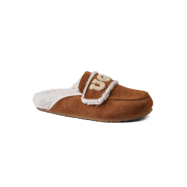 PRADA Flat Open Back Loafer Fur Slipper Luxury Woman VK-112 Camel