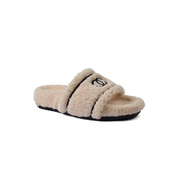 Chanel Flat Open Back Loafer Slipper Luxury Woman LQ20-16 Beige