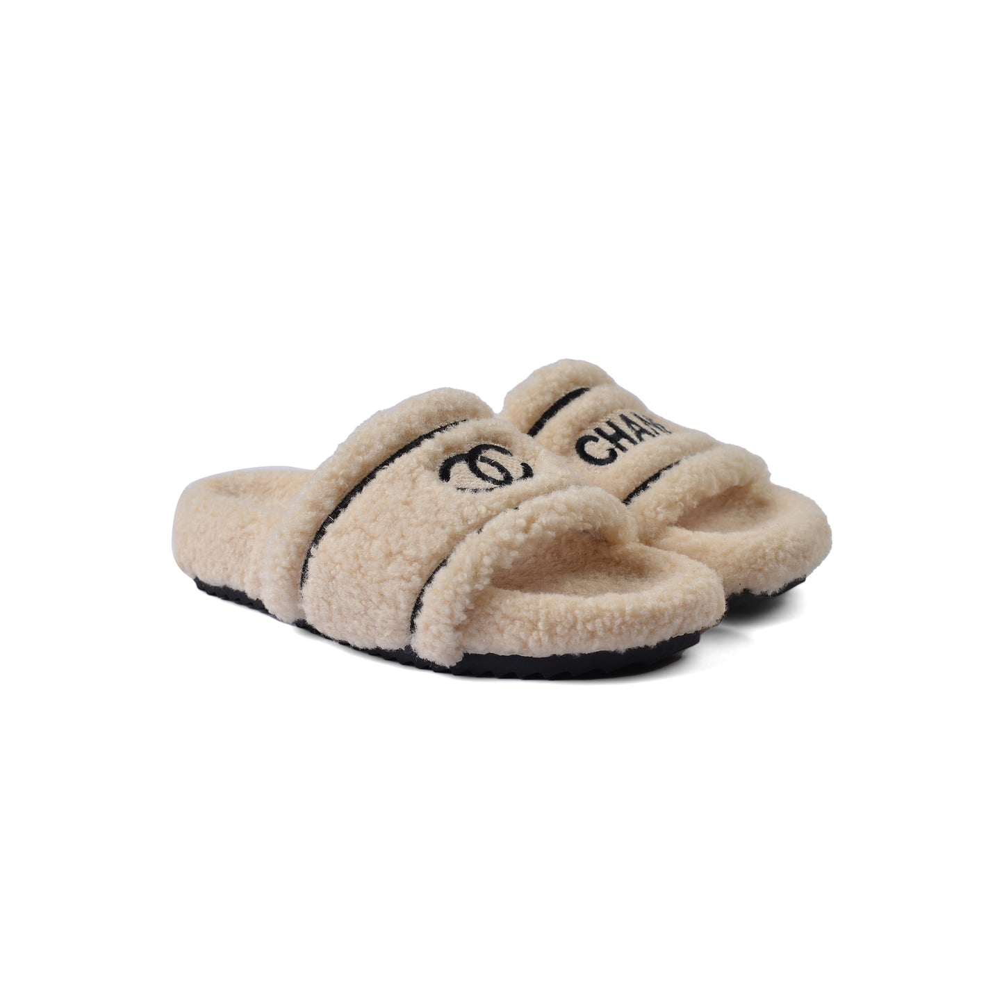 Chanel Flat Open Back Loafer Slipper Luxury Woman LQ20-16 Beige