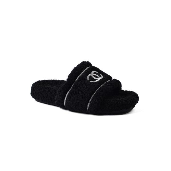 Chanel Flat Open Back Loafer Slipper Luxury Woman LQ20-16 Black