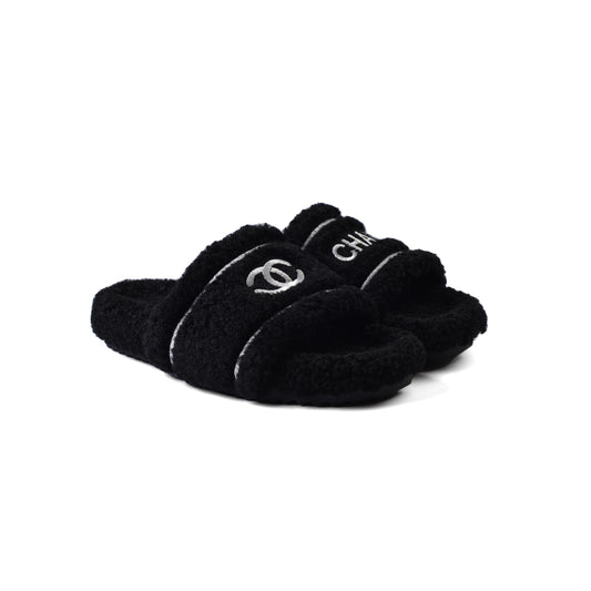 Chanel Flat Open Back Loafer Slipper Luxury Woman LQ20-16 Black