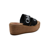 Chloe Woody Espadrille Platform Wedge Mules Woman CH-5 Black