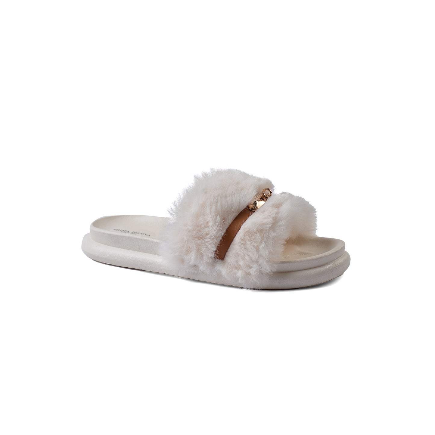 Slipper Flat Open Back Loafer Fur Luxury Woman FUR-5 White