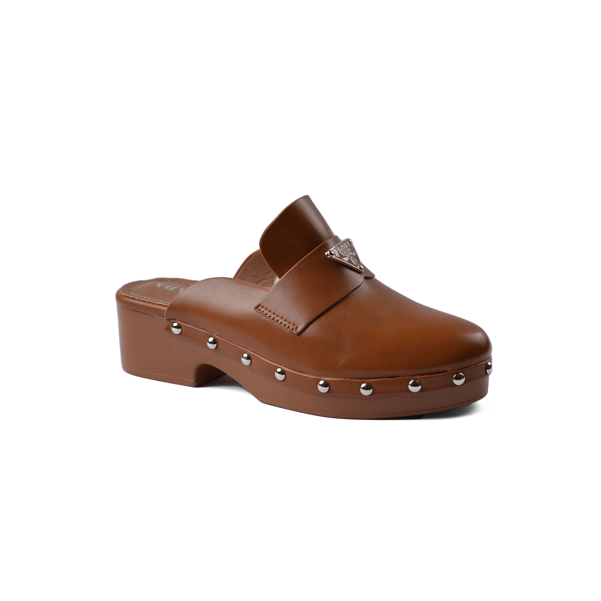 PRADA Mare Open Back Loafer With heels Luxury Woman VI-181 Brown