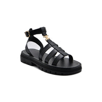 Celine Leather Clea Triomphe Strappy Gladiator Sandals Woman CC-11 Black