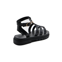 Celine Leather Clea Triomphe Strappy Gladiator Sandals Woman CC-11 Black