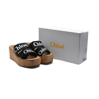 Chloe Woody Espadrille Platform Wedge Mules Woman CH-5 Black