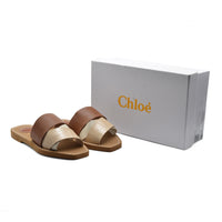 Chloé Patchwork Woody Flat Mule Sandals in Leather Woman CH-7 Havan