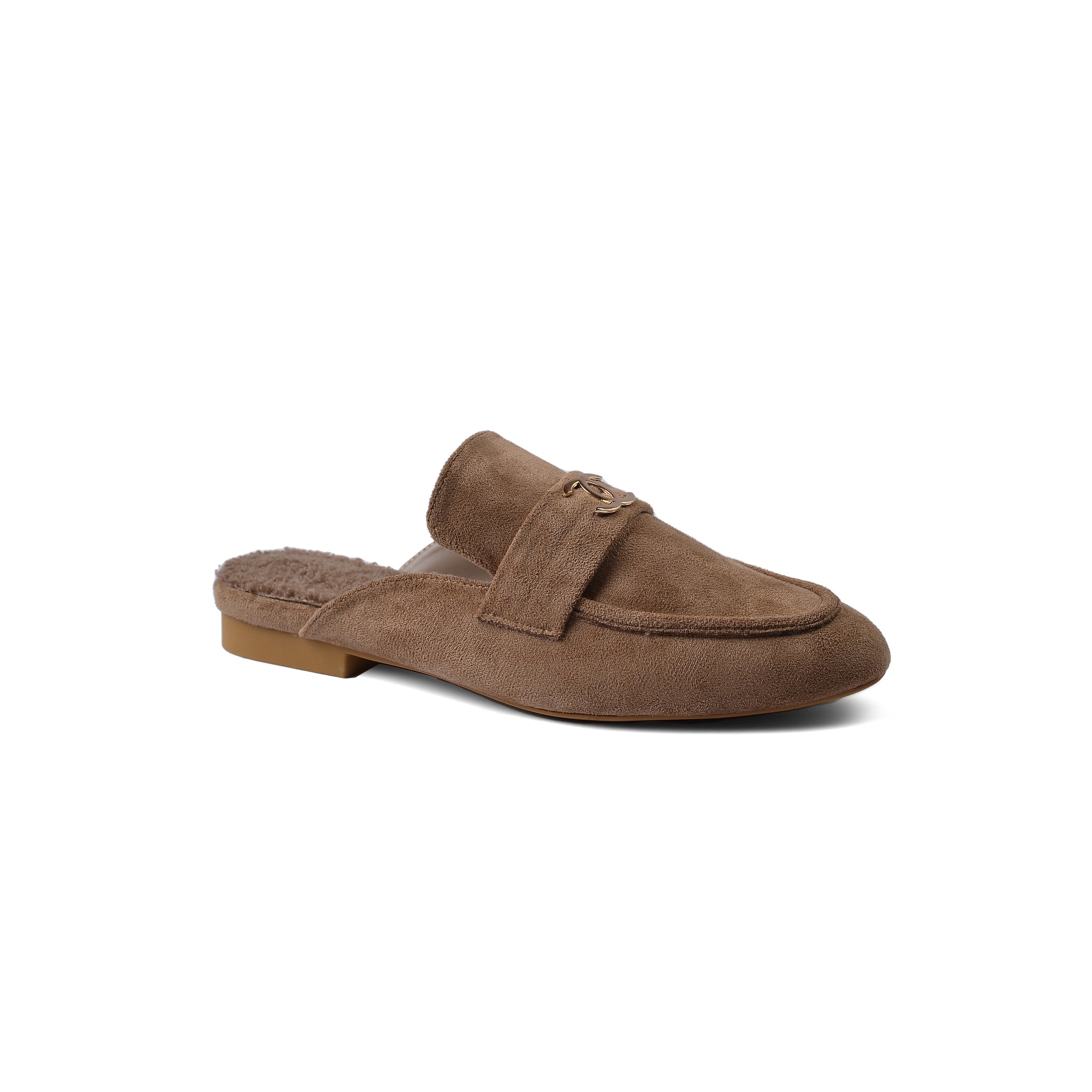CHANEL Mare Open Back Loafer Suede Luxury Woman TN-163 Khaki