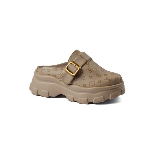 Louis Vuitton Slipper Double Open Back Loafer Luxury Woman VI-170 Beige