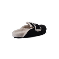 PRADA Flat Open Back Loafer Fur Slipper Luxury Woman VK-112 Black