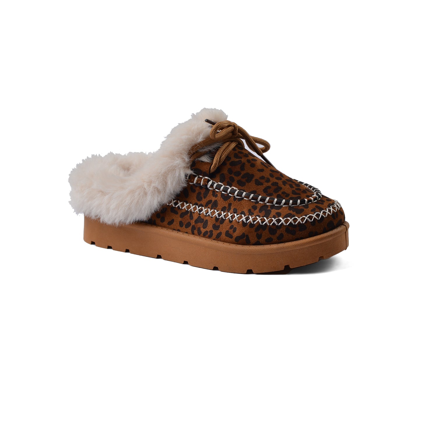 Slipper Double Flat Open Back Loafer Fur Luxury Woman VI-171 Brown&Black