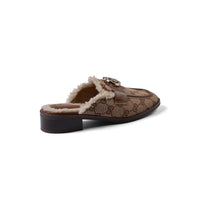 Gucci Flat Open Back Loafer Fur Slipper Luxury Woman VI-177 Camel