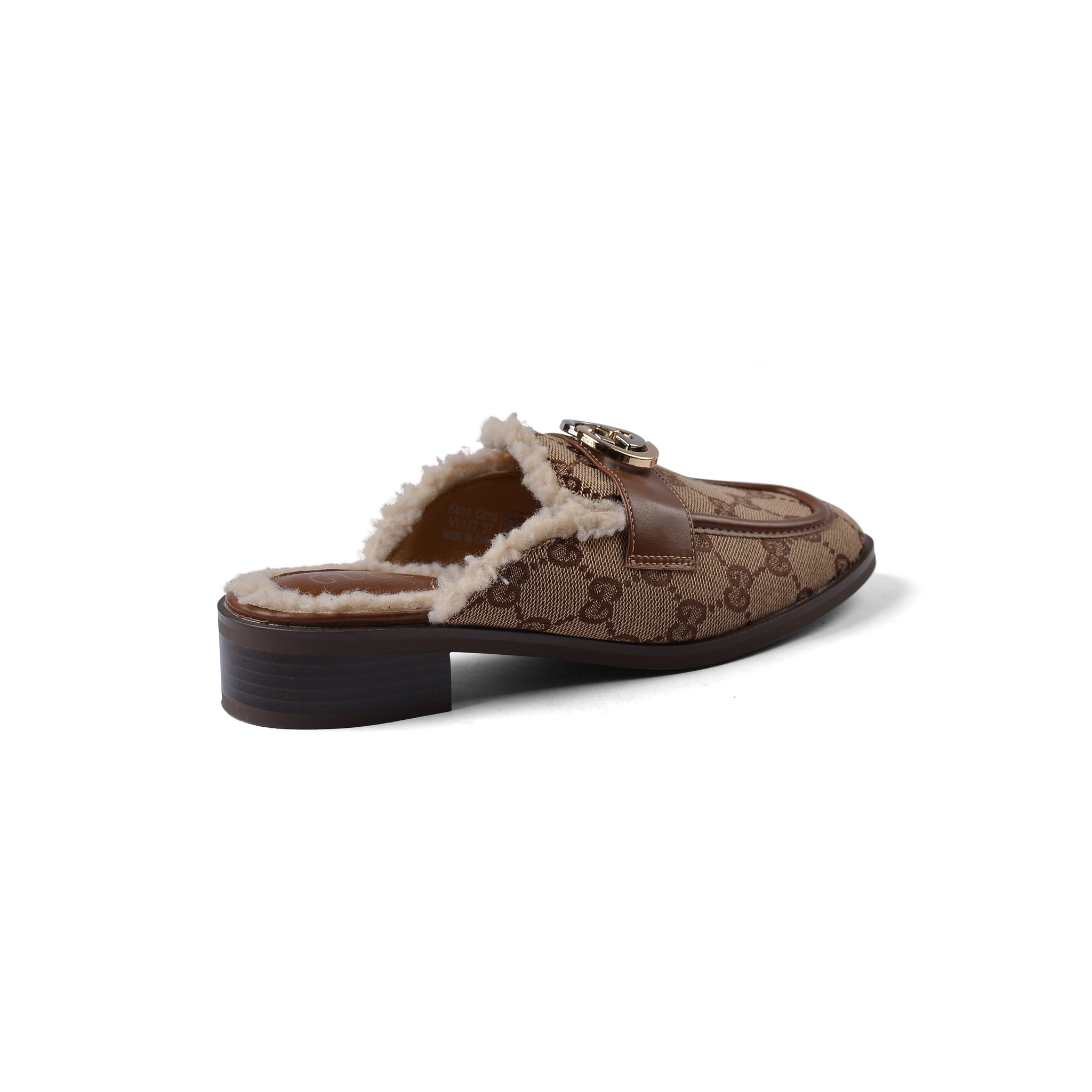 Gucci Flat Open Back Loafer Fur Slipper Luxury Woman VI-177 Camel