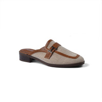 Hermes Flat Open Back Loafer Fur Slipper Luxury Woman VI-176 Camel