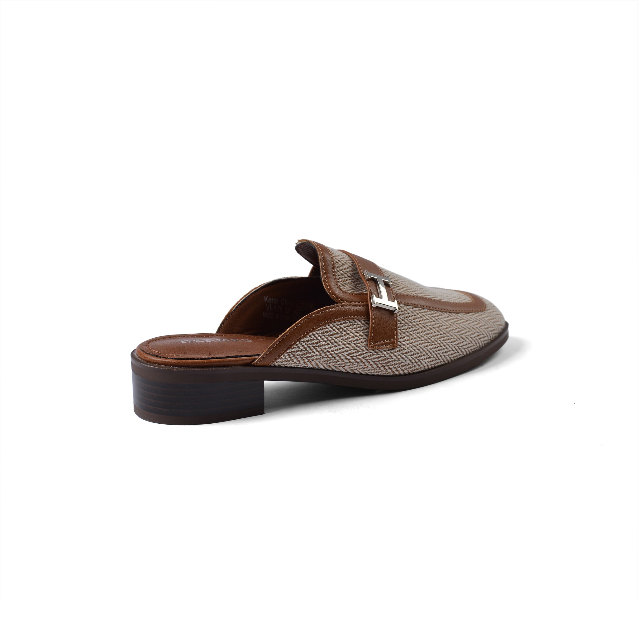 Hermes Flat Open Back Loafer Fur Slipper Luxury Woman VI-176 Camel