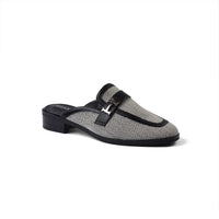 Hermes Flat Open Back Loafer Fur Slipper Luxury Woman VI-176 Black