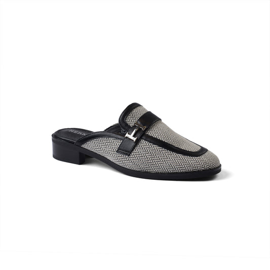 Hermes Flat Open Back Loafer Fur Slipper Luxury Woman VI-176 Black