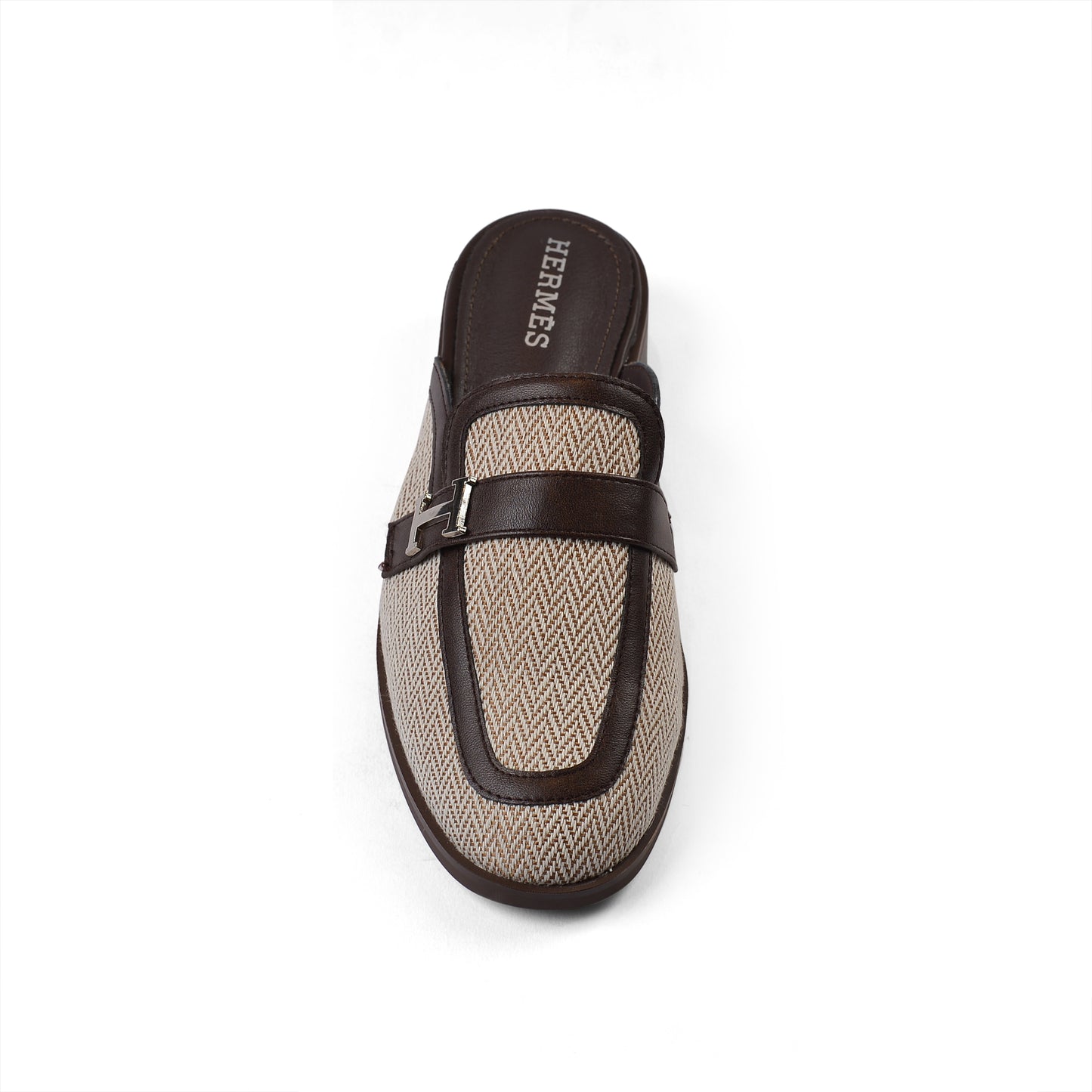 Hermes Flat Open Back Loafer Fur Slipper Luxury Woman VI-176 Coffee