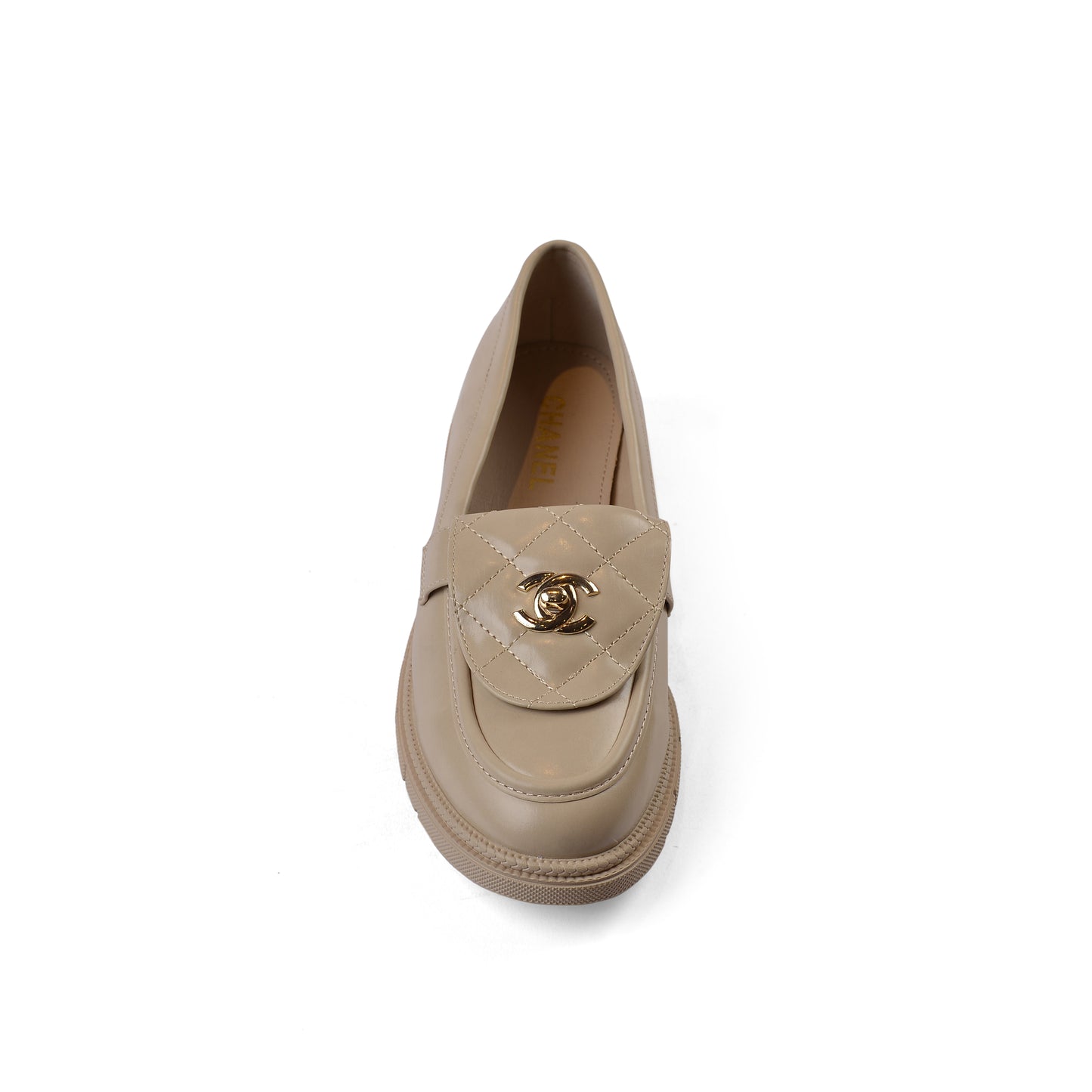 Chanel Interlocking CC Logo Loafers Shoes Woman VI-175 Beige