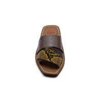 Chloé Patchwork Woody Flat Mule Sandals in Leather Woman CH-7 Coffee