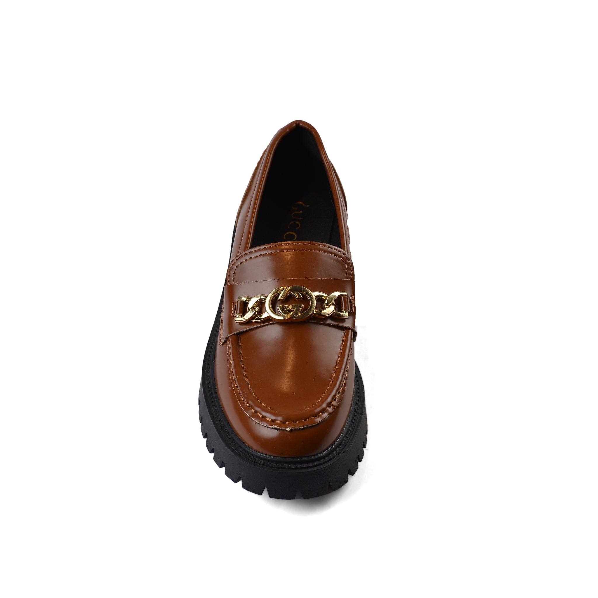 Gucci Monolith Leather Loafers High Heels Woman TN-179 Camel