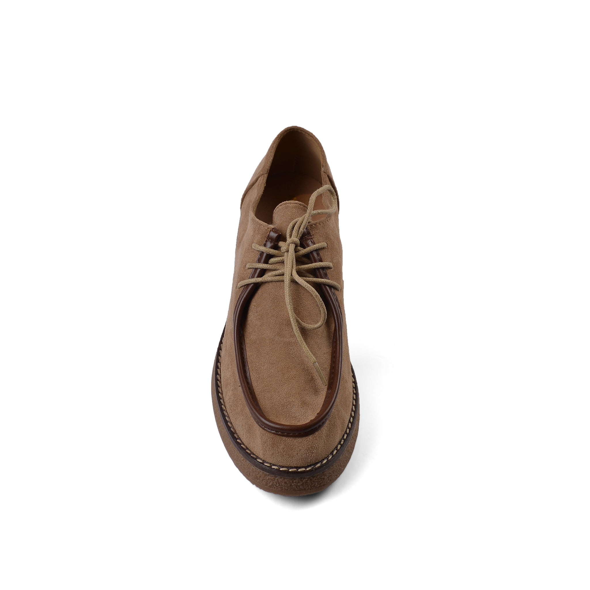 Faux Suede Laced Chunky Loafer Shoes Woman JK-01 Khaki
