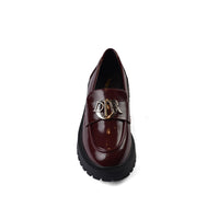 Dior Monolith Leather Loafers High Heels Woman TN-178 Maroon